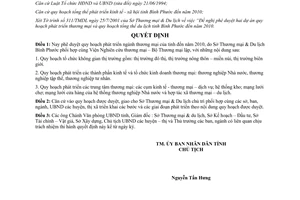 Quyết định 62/2001/QĐ-UB quy hoạch phát triển thương mại Bình Phước đến 2010