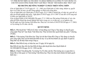Quyết định 80/2001/QĐ-BNN phê duyệt Điều lệ tổ chức hoạt động Công ty Xây dựng và chuyển giao công nghệ Thuỷ lợi thuộc Viện khoa học Thuỷ lợi