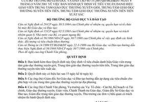 Quyết định 35/2001/QĐ-BGDĐT tiêu chuẩn danh hiệu Giáo viên trung tâm giáo dục thường xuyên giỏi, tiên tiến,tiên tiến xuất sắc