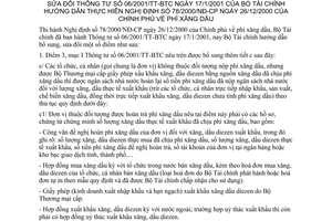 Thông tư 63/2001/TT-BTC phí xăng dầu bổ sung Thông tư 06/2001/TT-BTC