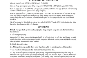 Quyết định 258/2001/QĐ-UB huy động lao động công ích hàng năm Lào Cai