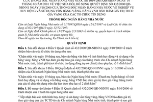 Quyết định 1019/2001/QĐ-NHNN nghiệp vụ huy động sử dụng vốn bằng vàng bằng VND bảo đảm giá trị theo vàng tổ chức tín dụng sửa đổi QĐ432/2000/QĐ-NHNN1