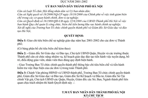 Quyết định 63/2001/QĐ-UB giao chỉ tiêu biên chế giáo dục năm 2001-2002