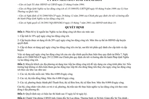 Quyết định 2043/2001/QĐ-UBND phân bổ nguồn lực nghĩa vụ lao động công ích