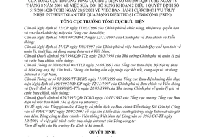 Quyết định 680/2001/QĐ-TCBĐ cước dịch vụ truy nhập Internet dán tiếp qua mạng điện thoại công cộng (PSTN)