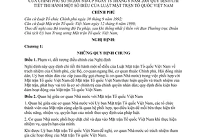 Nghị định 50/2001/NĐ-CP hướng dẫn thi hành  Luật Mặt trận Tổ quốc Việt Nam