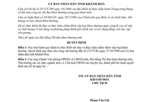 Quyết định 2820/2001/QĐ-UB Quy định tổ chức Khối thi đua thực hiện chấm điểm