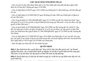 Quyết định 47/2001/QĐ-CTUBBT quy chế tổ chức bán đấu giá tài sản Bình Thuận