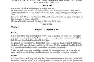 Nghị định 54/2001/NĐ-CP hướng dẫn thi hành hình phạt trục xuất