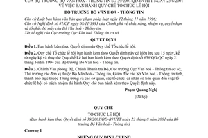 Quyết định 39/2001/QĐ-BVHTT Quy chế Tổ chức lễ hội