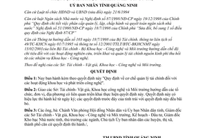 Quyết định 3287/2001/QĐ-UB quản lý tài chính hoạt động khoa học phát triển công nghệ Quảng Ninh