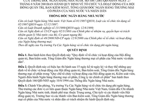 Quyết định 1087/2001/QĐ-NHNN  tổ chức hoạt động Hội đồng quản trị Ban kiểm soát Tổng giám đốc ngân hàng thương mại cổ phần nhà nước và nhân dân