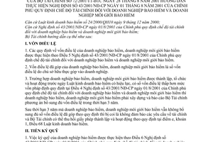 Thông tư 72/2001/TT-BTC chế độ tài chính doanh nghiệp bảo hiểm và doanh nghiệp môi giớí bảo hiểm