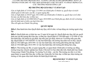 Quyết định 39/2001/QĐ-BGD&ĐT Quy chế tổ chức hoạt động trường ngoài công lập