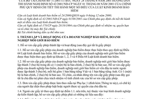 Thông tư 71/2001/TT-BTC Luật kinh doanh bảo hiểm hướng dẫn thi hành Nghị định 42/2001/NĐ-CP