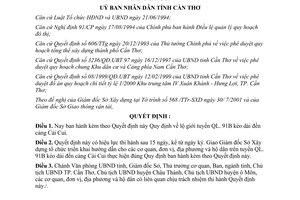 Quyết định 55/2001/QĐ-UB Quy định lộ giới tuyến đường Quốc lộ 91B kéo dài
