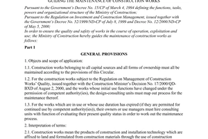 Circular No. 05/2001/TT-BXD of August 30, 2001, guiding the maintenance of construction works.