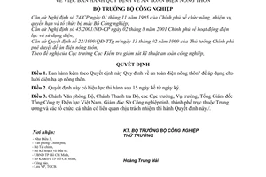 Quyết định 41/2001/QĐ-BCN Quy định về an toàn điện nông thôn