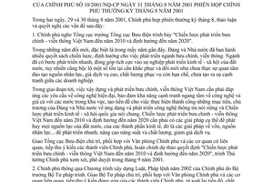 Nghị quyết 10/2001/NQ-CP Phiên họp Chính phủ thường kỳ tháng 8 năm 2001