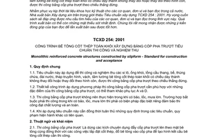 Tiêu chuẩn xây dựng TCXDVN 254:2001 về Công trình bê tông cốt thép toàn khối xây dựng bằng cốp pha trượt - Tiêu chuẩn thi công và nghiệm thu