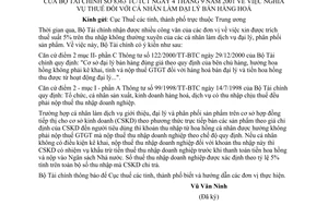 Công văn 8363/TC/TCT nghĩa vụ thuế cá nhân làm đại lý bán hàng hoá