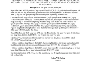 Công văn 3949/TCHQ-KTTT phân loại mặt hàng van, vòi nước cho bồn rửa bát, bồn tắm theo Biểu thuế nhập khẩu