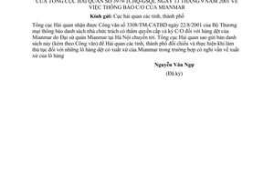 Công văn 3979/TCHQ-GSQL thông báo C/O của Mianmar