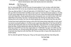 Công văn 9026/TC/TCT nộp thuế nhập khẩu tài sản cố định chuyển nhượng