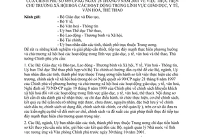 Công văn 28/9/2001 thực hiện chủ trương xã hội hoá các hoạt động trong lĩnh vực giáo dục, y tế, văn hoá, thể thao