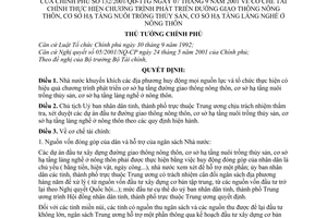 Quyết định 132/2001/QĐ-TTg cơ chế tài chính thực hiện chương trình phát triển đường giao thông nông thôn cơ sở hạ tầng nuôi trồng thuỷ sản,làng nghề