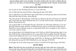 Quyết định 68/2001/QĐ-UB tiêu chuẩn định mức sử dụng điện thoại đối với cán bộ lãnh đạo Hà Nội
