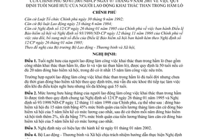 Nghị định 61/2001/NĐ-CP quy định tuổi nghỉ hưu của người lao động khai thác than trong hầm lò
