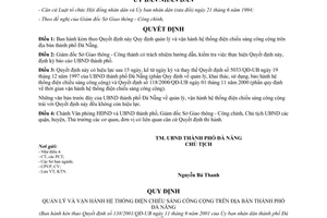 Quyết định 138/2001/QĐ-UB quản lý và vận hành hệ thống điện chiếu sáng công cộng