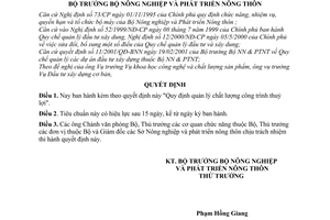 Quyết định 91/2001/QĐ-BNN quản lý chất lượng công trình thuỷ lợi