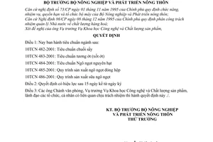 Quyết định 93/2001/QĐ-BNN tiêu chuẩn ngành  10TCN 482-2001 10TCN 483-2001 10TCN 484-2001 10TCN 485-2001 10TCN 486-2001