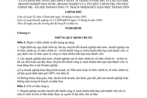 Nghị định 63/2001/NĐ-CP chuyển đổi doanh nghiệp nhà nước, doanh nghiệp của tổ chức chính trị, xã hội thành công ty TNHH một thành viên lá