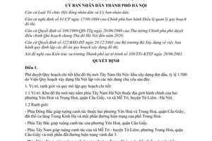 Quyết định 71/2001/QĐ-UB phê duyệt Quy hoạch chi tiết khu đô thị mới Tây Nam