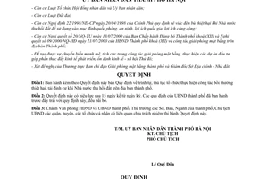 Quyết định 72/2001/QĐ-UB  Quy định trình tự bồi thường tái định cư