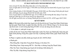 Quyết định 75/2001/QĐ-UB phê duyệt điều chỉnh Quy hoạch chi tiết khu đô thị mới Trung Hoà Nhân Chính quận Cầu Giấy Thanh Xuân, Hà Nội Tỷ lệ 1/500