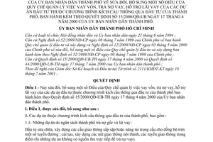 Quyết định 81/2001/QĐ-UBND Quy chế quản lý vay vốn trả nợ hỗ trợ lãi dự án đầu tư thuộc chương trình kích cầu thông qua đầu tư sửa đổi QĐ15/2000/QĐ-UB