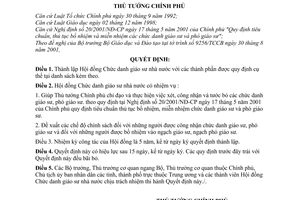 Quyết định 138/2001/QĐ-TTg thành lập Hội đồng Chức danh giáo sư nhà nước