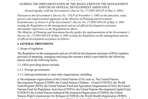 Circular No. 06/2001/TT-BKH of September 20, 2001, guiding the implementation of the regulation on the management and use of official development assistance.