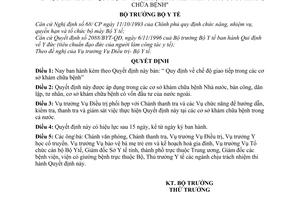 Quyết định 4031/2001/QĐ-BYT chế độ giao tiếp trong cơ sở khám, chữa bệnh