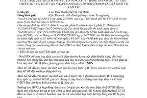 Công văn 4134/TCT/NV6 thuế giá trị gia tăng và thuế thu nhập doanh nghiệp Hợp tác xã dịch vụ vận tải