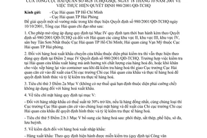 Công văn 4628/TCHQ-GSQL thực hiện QĐ 980/2001/QĐ-TCHQ