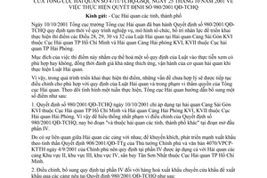 Công văn 4711/TCHQ-GSQL thực hiện QĐ 980/2001/QĐ-TCHQ