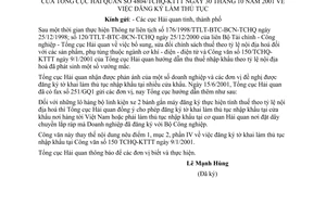 Công văn 4804/TCHQ-KTTT đăng ký làm thủ tục