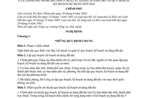 Nghị định 68/2001/NĐ-CP quy hoạch, kế toán sử dụng đất đai