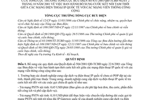 Quyết định 831/2001/QĐ-TCBĐ bổ sung cước kết nối tạm thời giữa mạng điện thoại IP quốc tế với mạng viễn thông công cộng