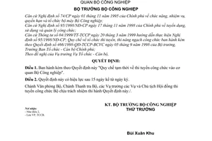 Quyết định 44/2001/QĐ-BCN Quy chế tạm thời về thi tuyển công chức vào cơ quan Bộ Công nghiệp